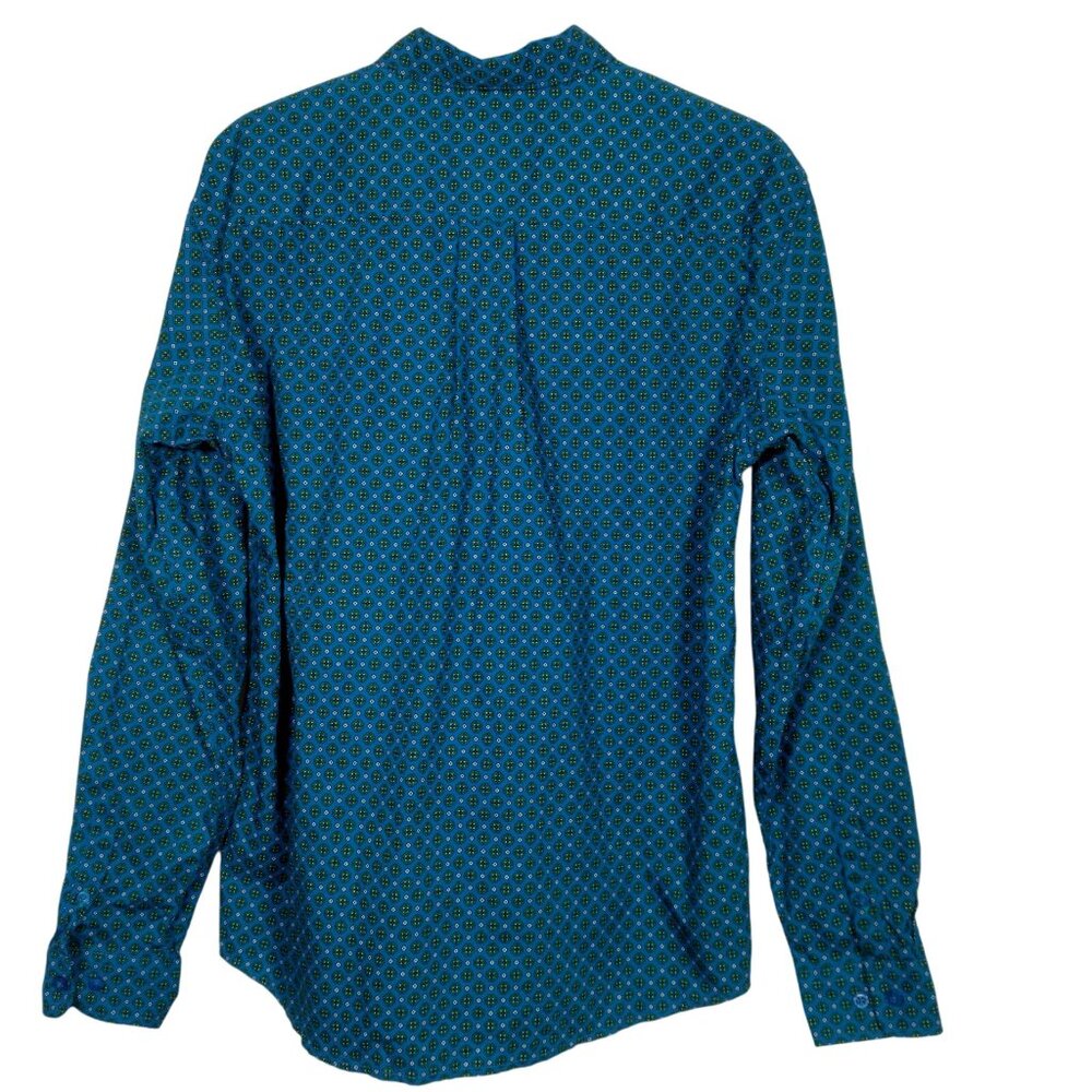 Cinch Shirt XXL 16-18 Button Down Blouse Blue Green Geometric Western Long Sleev - Picture 2 of 11